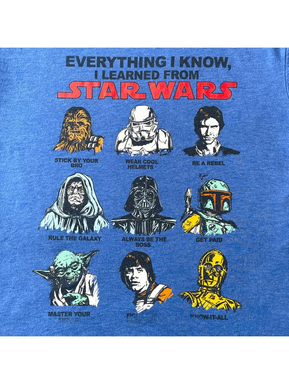 Star Wars Mens LG Blue Graphic T Shirt Movie Character Tee